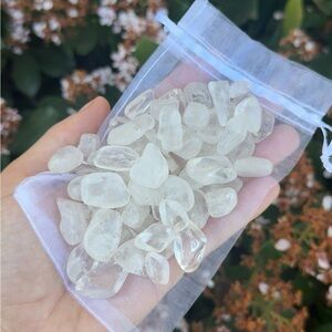 Clear Quartz Tumbled Crystal Stones in Sheer Organza Bag 1/2 Pound